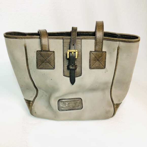 Dooney and Bourke Suede Gray Leather Strap Vintage Shoulder Bag - Picture 1 of 16